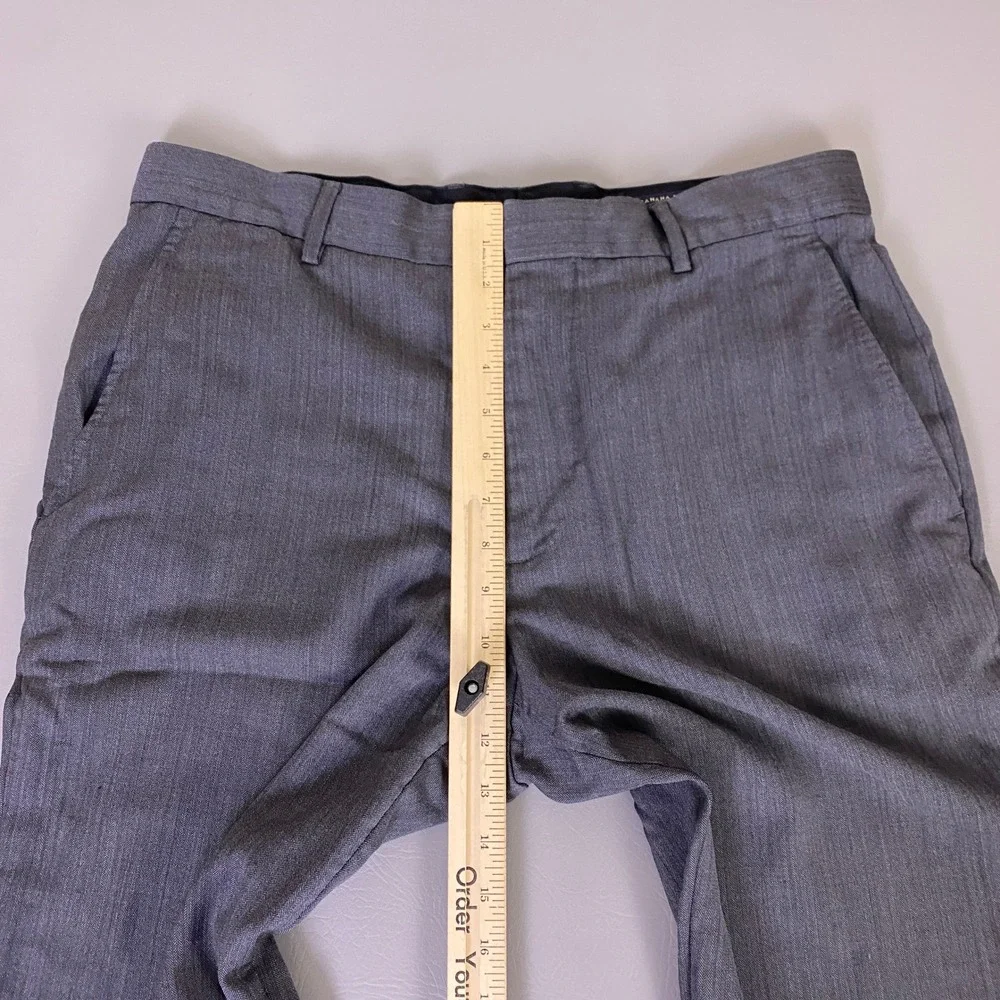 Banana Republic Dress Pants Mens 35x32 Straight Fit 100% Wool Gray‎ Herringbone